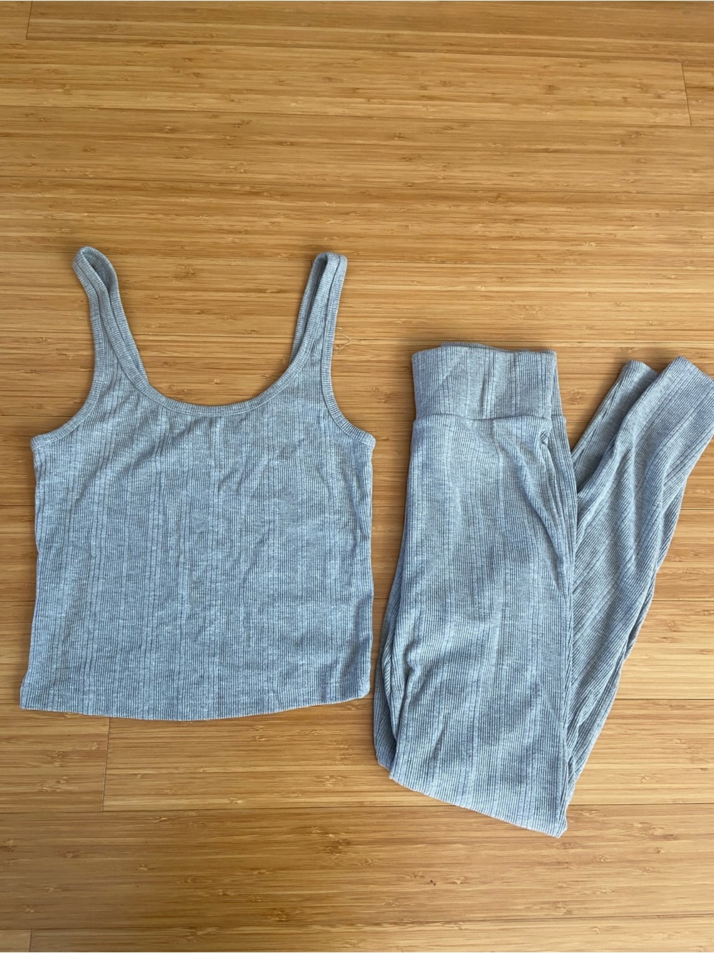 Abercrombie & Fitch Light Gray Ribbed Tank and Lounge Pants Set